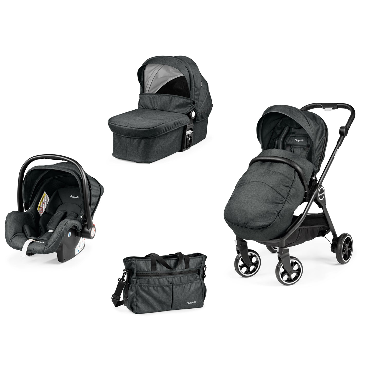 [TRIO] Leblon Dark Grey Burigotto by Peg-Perego